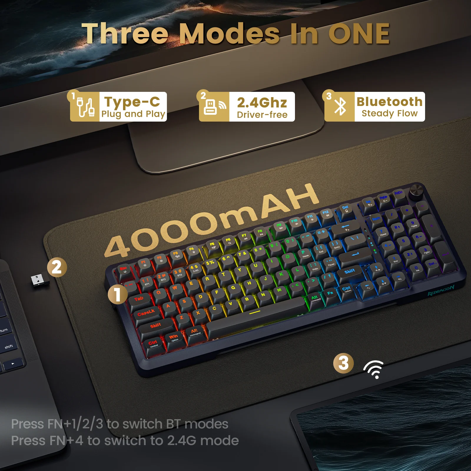 Redragon K688GB-RGB-PRO Mechanical Keyboard - Image 6